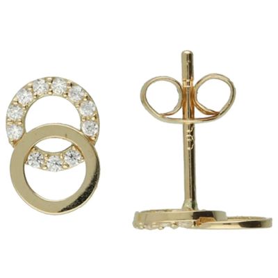 Glow 206.2070.00 Oorknoppen Rondje geelgoud-zirconia wit 6 x 8,5 mm