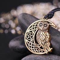 Uil grote wijsheid oude zilveren oude gouden paar ketting (antiek goud verguld)