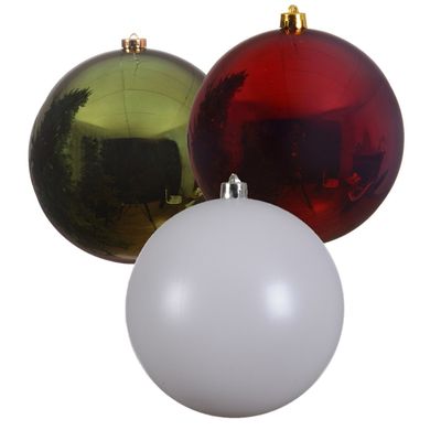 3x stuks grote kerstballen van 20 cm glans van kunststof groen wit en rood
