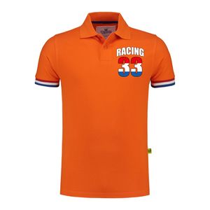 Racing 33 coureur supporter / race fan luxe poloshirt met logo op borst 200 grams oranje voor heren