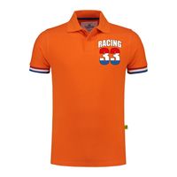 Racing 33 coureur supporter / race fan luxe poloshirt met logo op borst 200 grams oranje voor heren - thumbnail