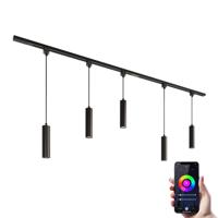 Taros Railverlichting Pakket - Recht - 2x 1 m rail - 5 hanglamp - Incl. RGBWW GU10 - IP20 - Modulair - 230V