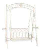 A TWO-SEAT WHITE IRON SWINGBENCH