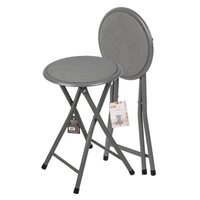 Urban Living Bijzet krukje - 2x - donkergrijs - metaal - 30 x 45 cm - inklapbaar - woonaccessoires