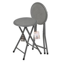 Urban Living Bijzet krukje - 2x - donkergrijs - metaal - 30 x 45 cm - inklapbaar - woonaccessoires