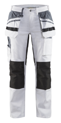 Blåkläder Dames Schildersbroek met stretch 79101000 | Wit/Zwart | Maat 38 - 7330509625347
