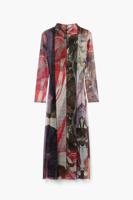 Bedrukte tule midi-jurk - MATERIAL FINISHES - M