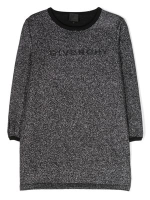 Givenchy Kids robe métallisée à logo brodé - Noir
