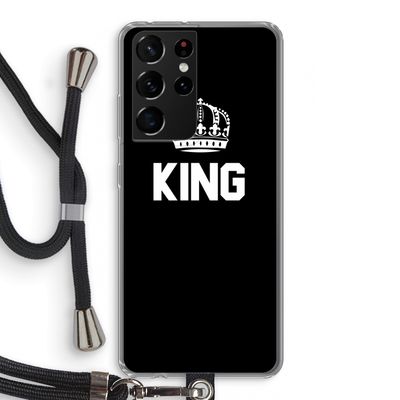 King zwart: Samsung Galaxy S21 Ultra Transparant Hoesje met koord
