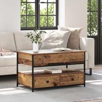 Salontafel met lade Oud Hout 85 x 50 x 50 cm Bewerkt hout