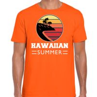 Hawaiian zomer t-shirt / shirt Hawaiian summer oranje voor heren