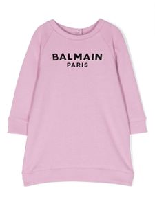 Balmain Kids robe en coton à logo imprimé - Violet