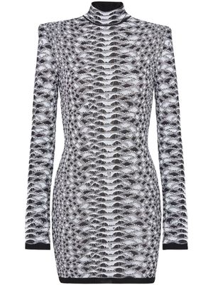 Balmain robe courte à motif en jacquard - Noir
