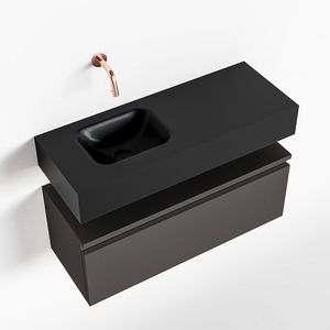 Toiletmeubel Mondiaz Andor | 80 cm | Meubelkleur Dark grey | Lex vrijhangend wastafel Urban Links | Zonder kraangat