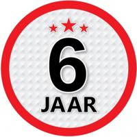 6 jaar leeftijd sticker - rond - Dia 15 cm - 6 jaar verjaardag - jubileum - leeftijd versiering