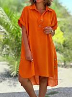 Loose Shirt Collar Casual Dress With No