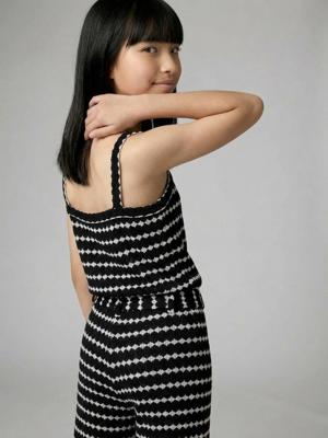 Sweater met fantasiebreisel voor meisjes JONEN zwart