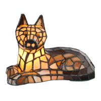 HAES DECO - Tiffany Tafellamp Hond Bruin 25x13x17 cm Fitting E14 / Lamp max 1x25W