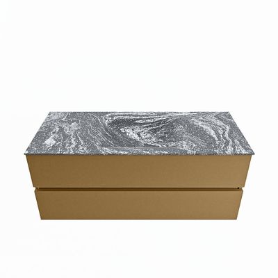 MONDIAZ VICA-DLUX 120cm badmeubel onderkast Oro 2 lades. Inbouw wastafel CLOUD midden zonder kraangat, kleur Lava.