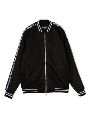 Balmain Kids veste bomber à bande logo - Noir