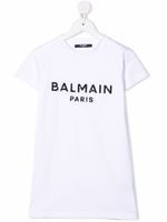 Balmain Kids robe à logo brodé de sequins - Blanc