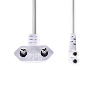 Nedis Stroomkabel | Euro Male | IEC-320-C7 | Gehoekt | Links Gehoekt | Vernikkeld | 3.00 m | Plat | PVC | Wit | Label - CEGL11055WT30
