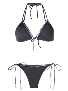 Brigitte bikini dos-nu à broderies - Bleu