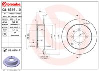 Remschijf BREMBO, Remschijftype: Massief, u.a. fÃ¼r Mitsubishi, KIA, Hyundai