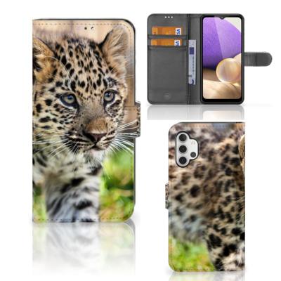 Samsung Galaxy A32 4G | Telefoonhoesje | Met pasjeshouder | Baby Luipaard