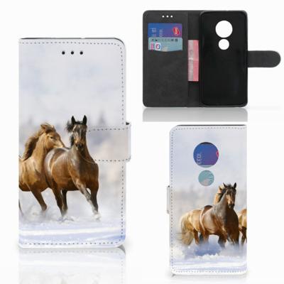 Motorola Moto G7 Play | Telefoonhoesje | Met pasjeshouder | Paarden