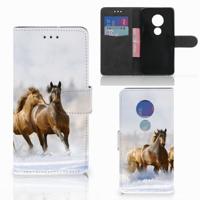 Motorola Moto G7 Play | Telefoonhoesje | Met pasjeshouder | Paarden