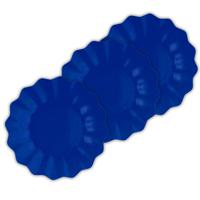 Feestbordjes met schulprand - 24x - marine blauw - rond - karton - 27cm - thumbnail