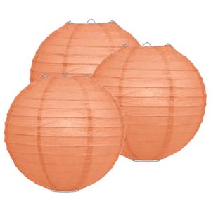 Luxe bol feest lampion - Set van 4x stuks - zalmroze - dia 25 cm - papier