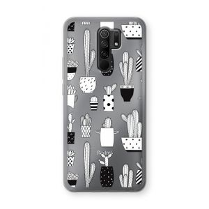 Cactusmotief: Xiaomi Redmi 9 Transparant Hoesje