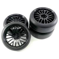 Absima 1:10 Straatmodel Complete wielen Drift Zwart 4 stuk(s)