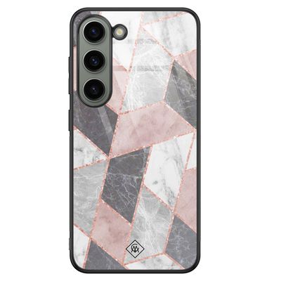 Samsung Galaxy S23 glazen hardcase - Stone grid
