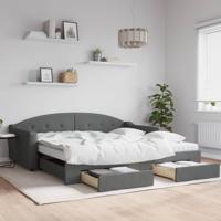 Slaapbank onderschuifbed en lades 100x200 cm stof donkergrijs
