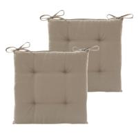 Hespiride Stoelkussen Altea - 2x - 40 x 40 cm - lichtbruin - polyester - tuinkussen