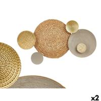 Wanddecoratie Gift Decor Bruin Grijs Metaal 88,9 x 7 x 50 cm (2 Stuks)
