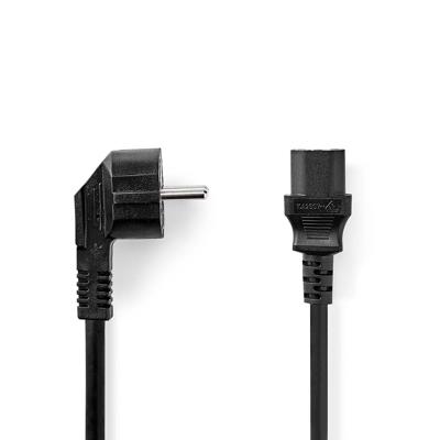 Nedis Stroomkabel | Type F (CEE 7/7) Male | IEC-320-C13 | Gehoekt | Recht | Vernikkeld | 10.0 m | Rond | PVC | Zwart | Label - CEGL10015BK100