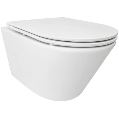 Wiesbaden Vesta Tornado Flush Wandcloset Rimless met Flatline Toiletzitting - Softclose en Quick Release - Mat Wit