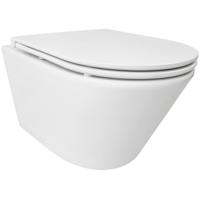 Wiesbaden Vesta Tornado Flush Wandcloset Rimless met Flatline Toiletzitting - Softclose en Quick Release - Mat Wit