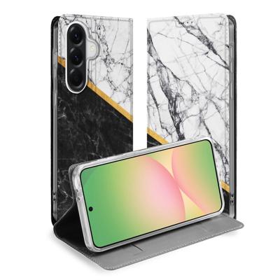Book Cover Samsung Galaxy A57 Marble White Black