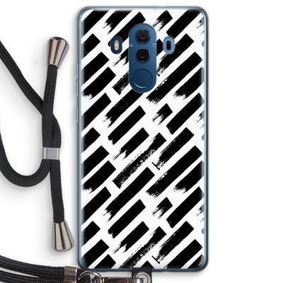 Zwarte vegen: Huawei Mate 10 Pro Transparant Hoesje met koord