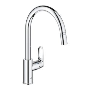 Grohe QuickFix Start Flow keukenmengkraan met uittrekbare handdouche rond chroom