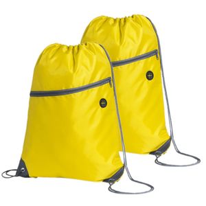 Sport gymtas/rugtas/draagtas - 2x - geel met rijgkoord 34 x 44 cm van polyester