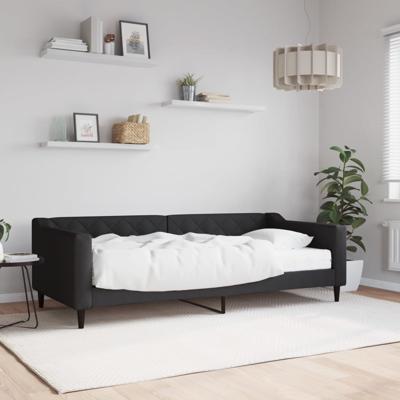 Slaapbank met matras 90x200 cm stof zwart