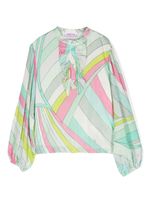 PUCCI Junior blouse volantée à motif abstrait - Vert