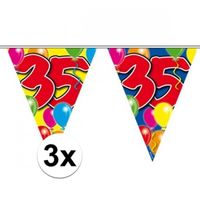 3x Leeftijd versiering vlaggenlijnen 35 jaar 10 meter