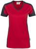 Hakro 190 Women's V-neck shirt Contrast MIKRALINAR® - Red/Anthracite - 5XL